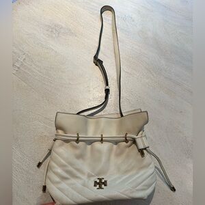 Tory Burch Kira Chevron White Mini Bucket Bag (Ivory)